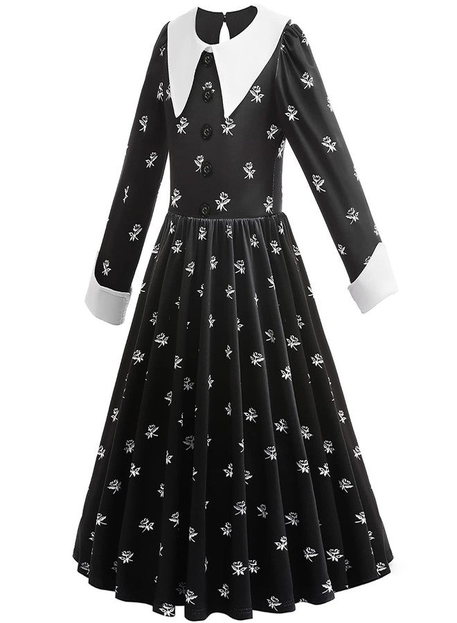 LZH Kid Black Halloween Costume Dress For Girl Cosplay Princess Halloween Outfit With Wig Bag Earrings Socks - Image 2